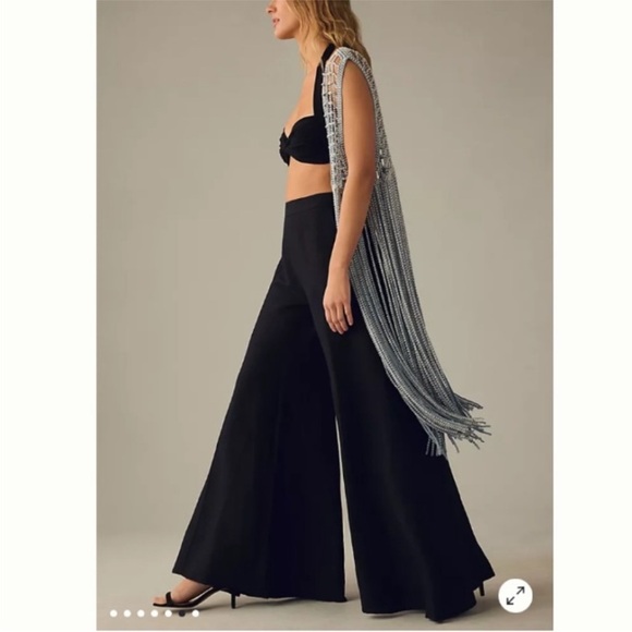 ANTHROPOLOGIE Black High Rise Wide Leg Flare Pants size 4 - Picture 2 of 10
